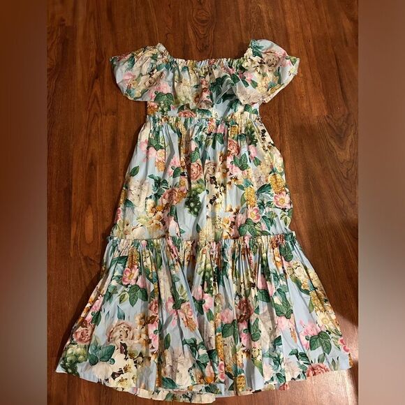 Cara Cara Marta Off-Shoulder Tiered Floral Poplin Midi Dress Size 6 - Picture 3 of 5